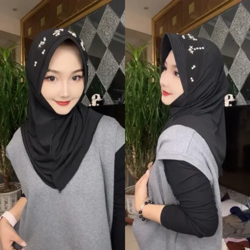 Isamic Brand Trendy Shawls Muslim Sweet Girls Scarf Soft Hijab Hat