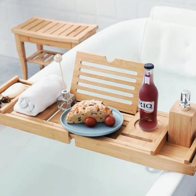 

23.62 34.25 Soap Dish Non Slip Tablet Holder Storage Holder Expandable Luxury Wooden Bathtub Caddy Tray Bathtub Accessories