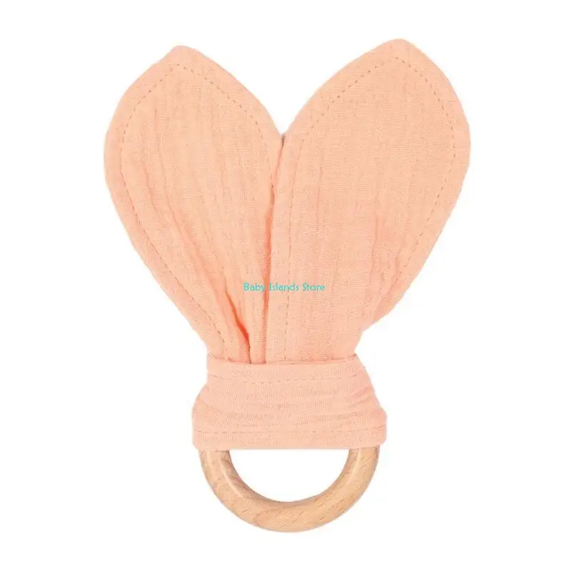 K92D لعبة التسنين للأطفال الكرتون الأرنب الأذن الخشب عضاضة لتقوم بها بنفسك أداة المضغ