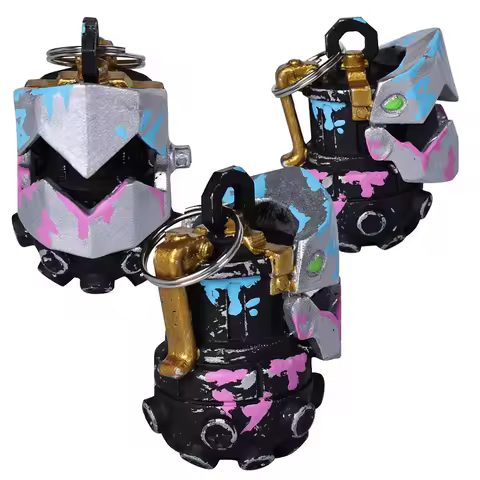 Women Arcane Jinx Cosplay Hand Grenade Keychain TV 2 LOL Powder Roleplay Weapon Keychains Halloween Carnival Party Costume Props