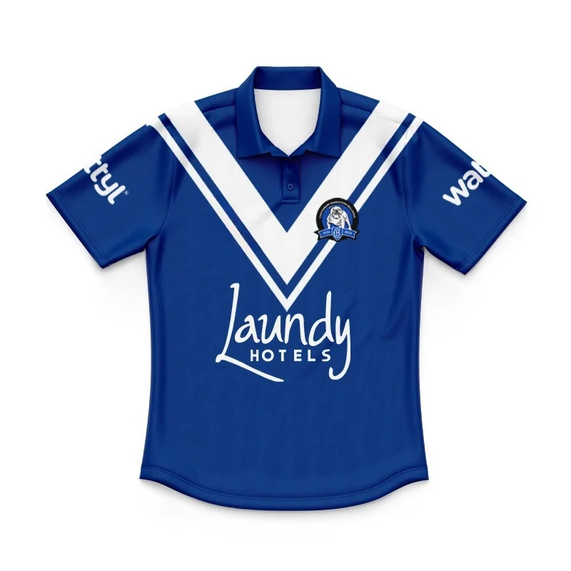 Canterbury Bankstown Bulldogs 2025 Kids Home Polo Shirt (Custom Name & Number)