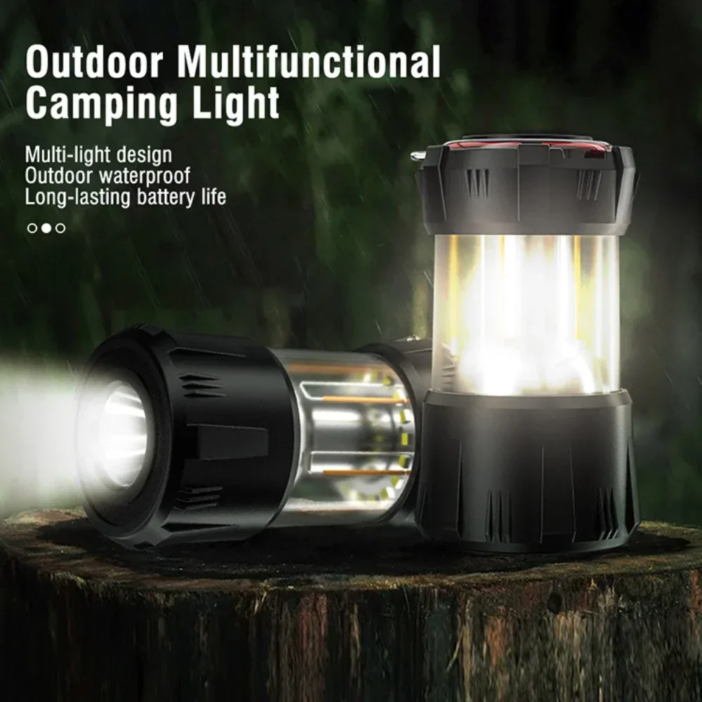 Portable Camping Hanging Lantern Multifunction Tent Light 7 Modes LED Flashlight Outdoor Emergency Work Lamp Fishing Searchlight