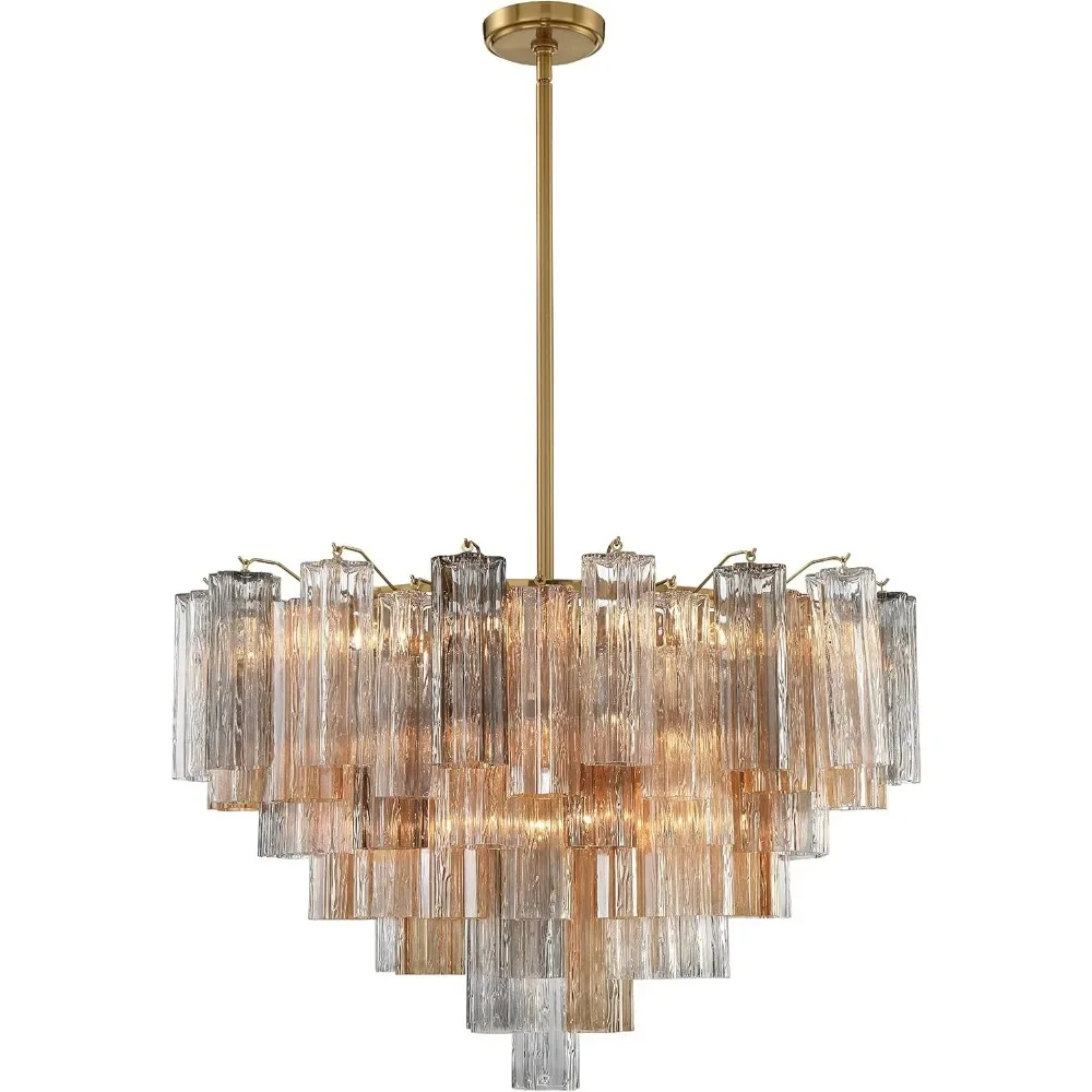 Pendant Chandelier  16 Light Aged Brass Chandelier Hanging Chandelier for Room, Living Room Chandeliers