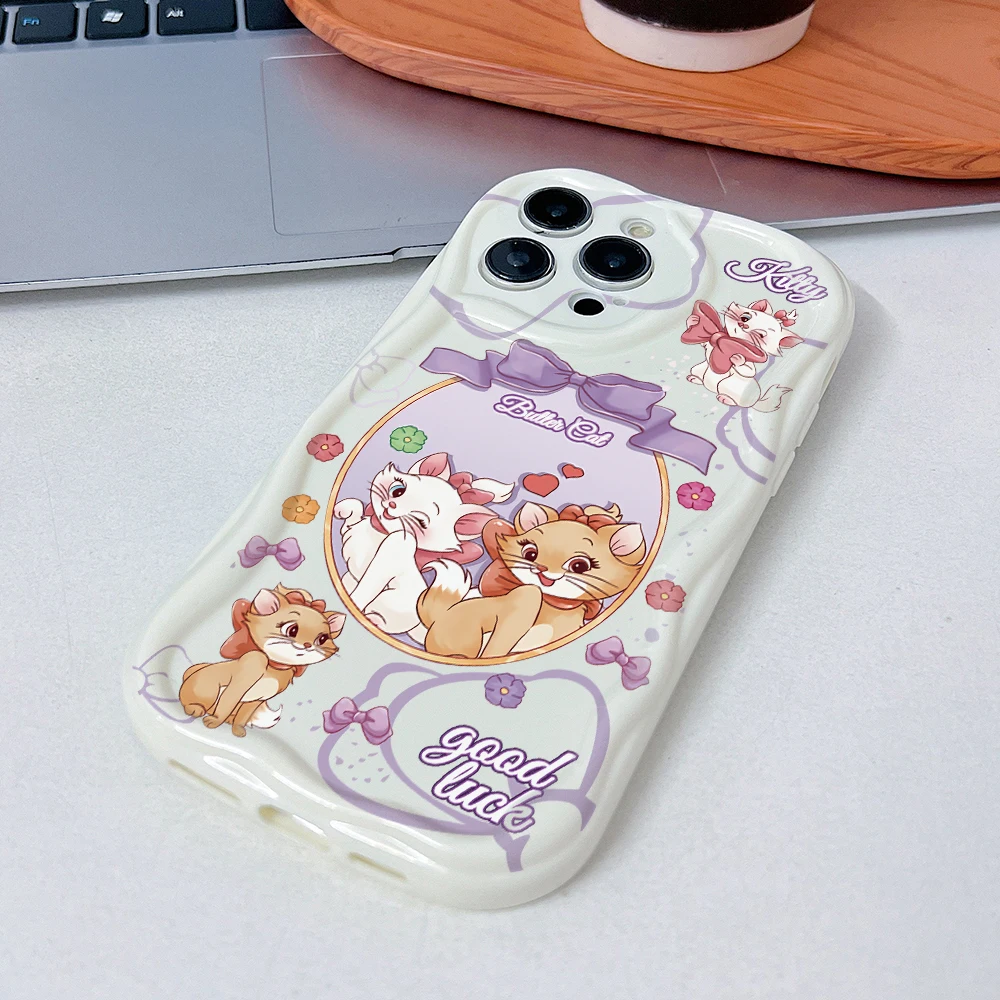 New Maries Cat Phone Case for Samsung Galaxy A73 A72 A71 A54 A53 A52 A51 A50 A33 A32 A23 A16 A13 A06 4G 5G 3D Wave Soft Cover