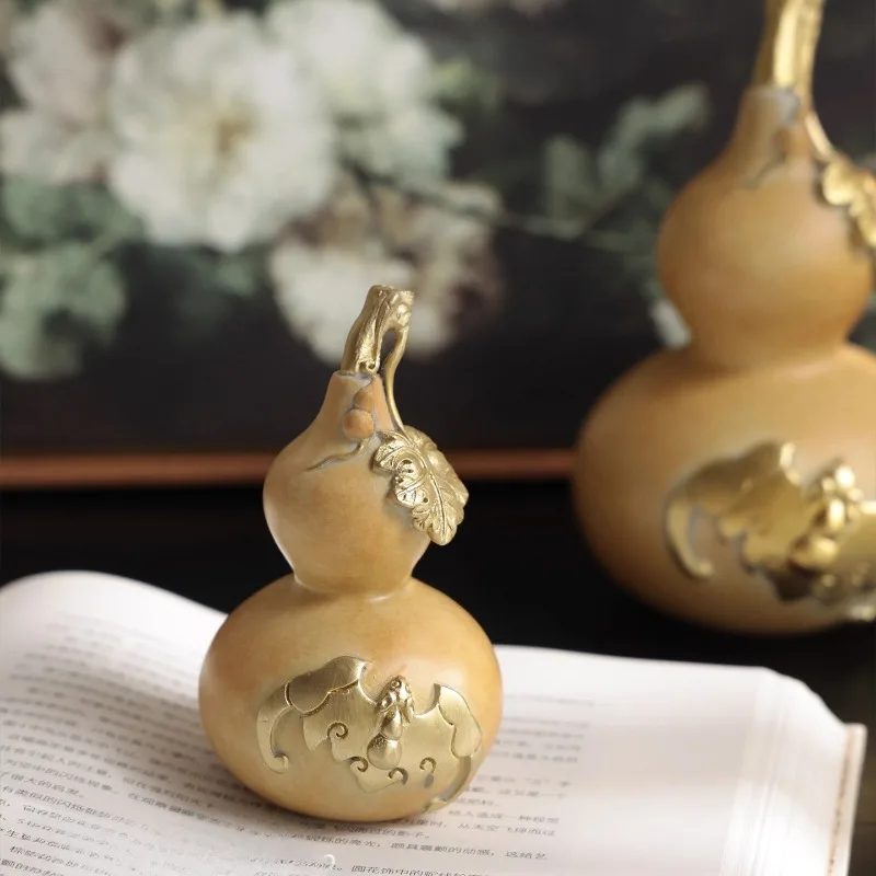 New Chinese Style Living Room Desktop Decoration Intangible Heritage Brass Gourd Statue Ornament Entrance Home Decoration