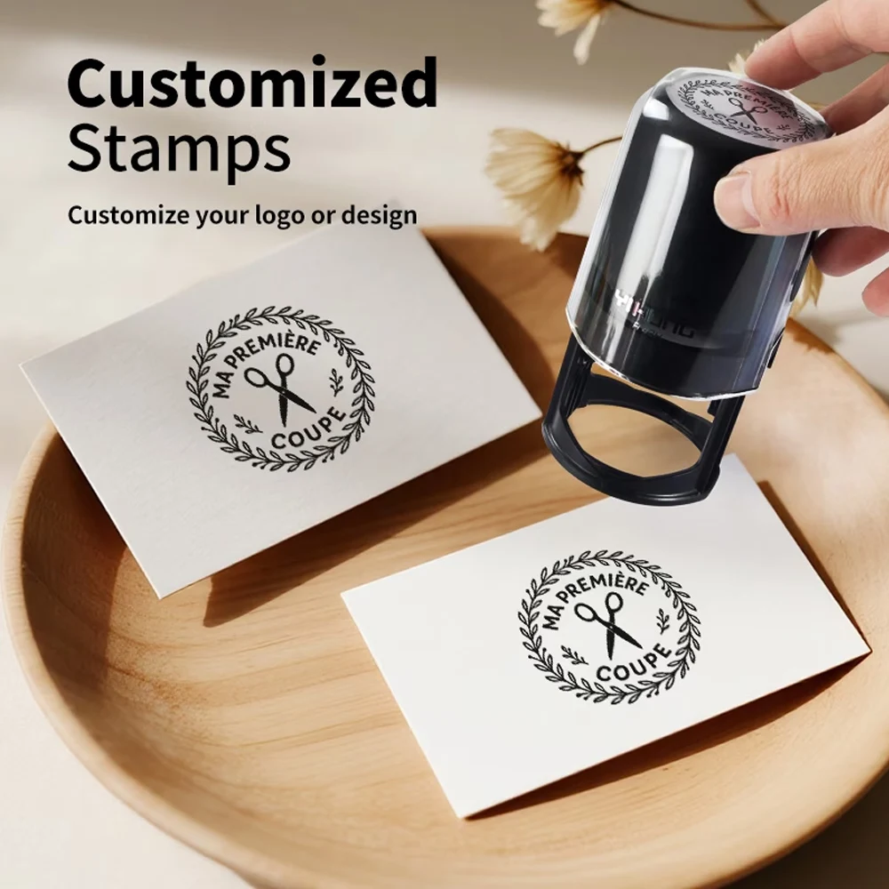 

Персонализированный штамп с логотипом и текстом, самонаборный, с индивидуальным дизайном, фоточувствительный, для компании, с вашим логотипом, на заказ