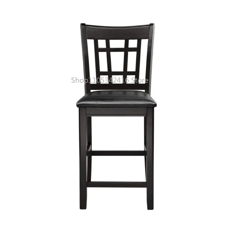 Classic Counter Height Dining Chairs, Dark Cherry Finish with Faux Leather Upholstery for Home Dining Furniture