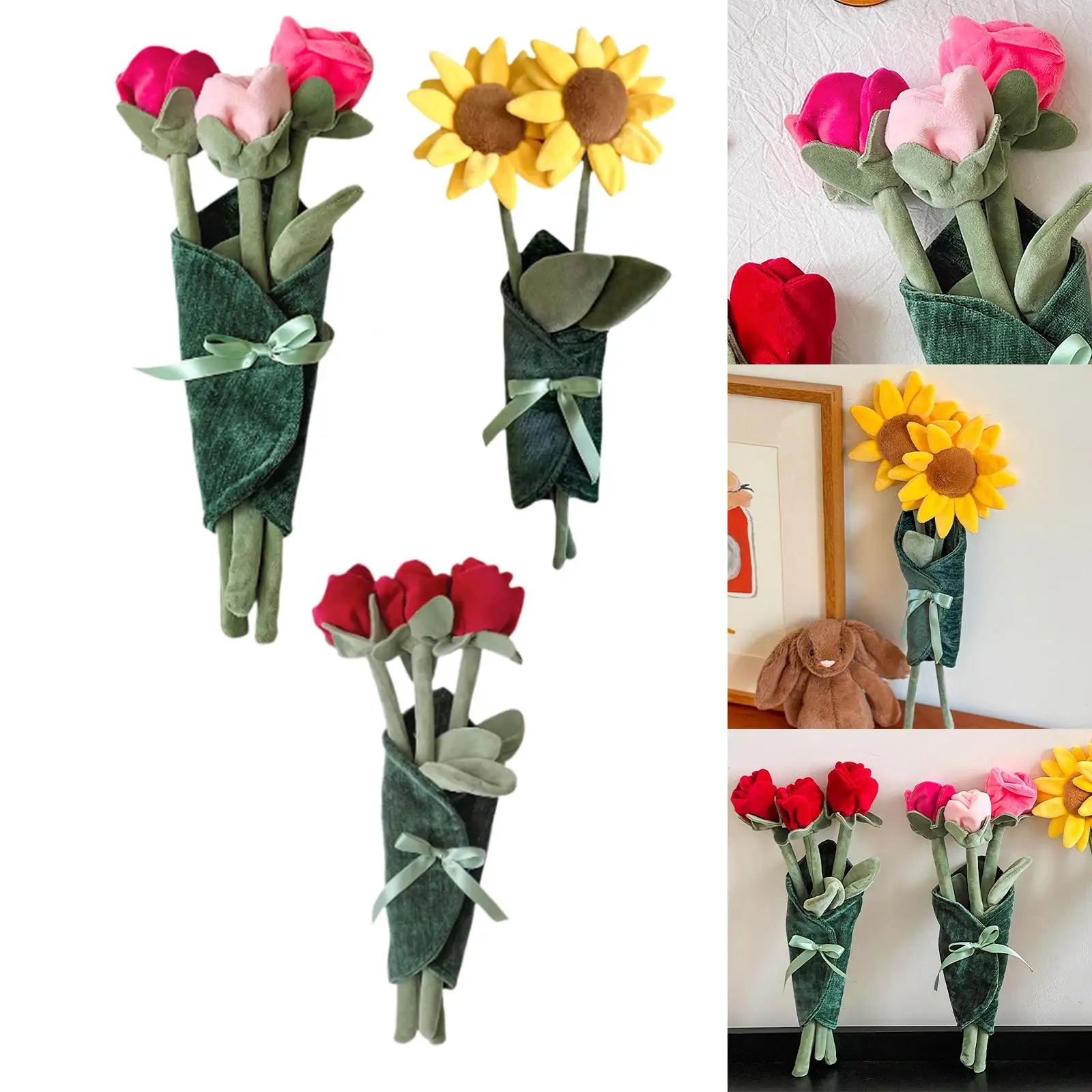 

Plush Flower Doll Fabric Bouquet Cute Decor Stuffed Plant Animal Wreath Flowers for Bedroom or Birthday