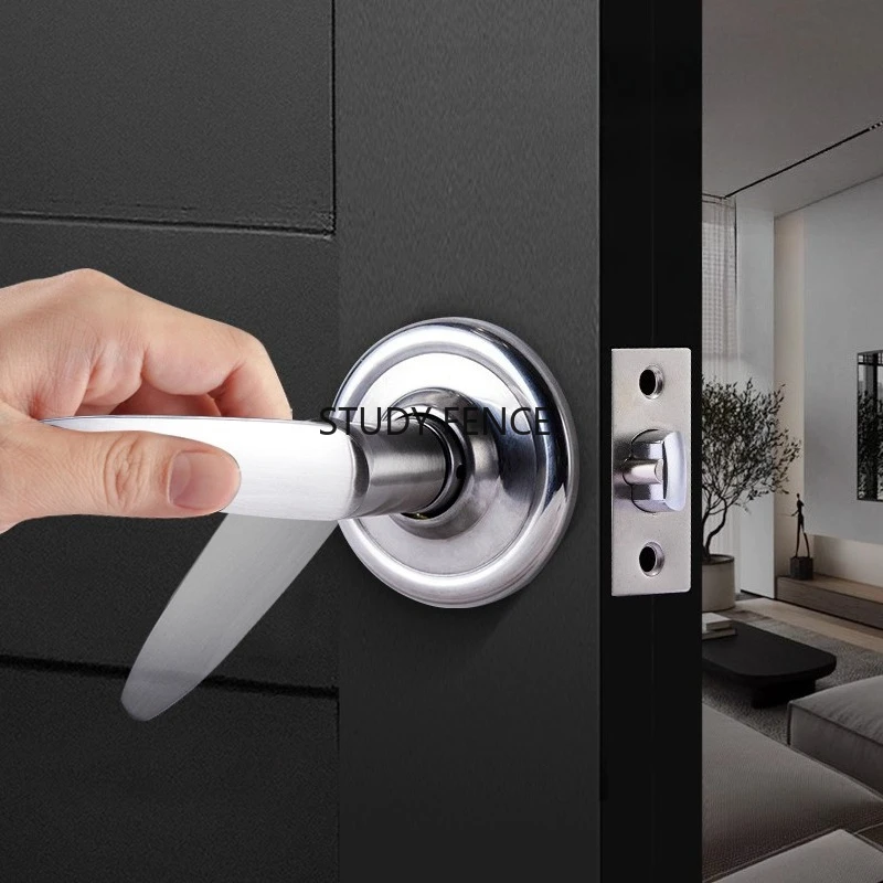 1 Set Stainless Steel Single Tongue Door Lock Keyless Indoor Channel Lock Fire Door Aisle Lock Household Hardware Accessories