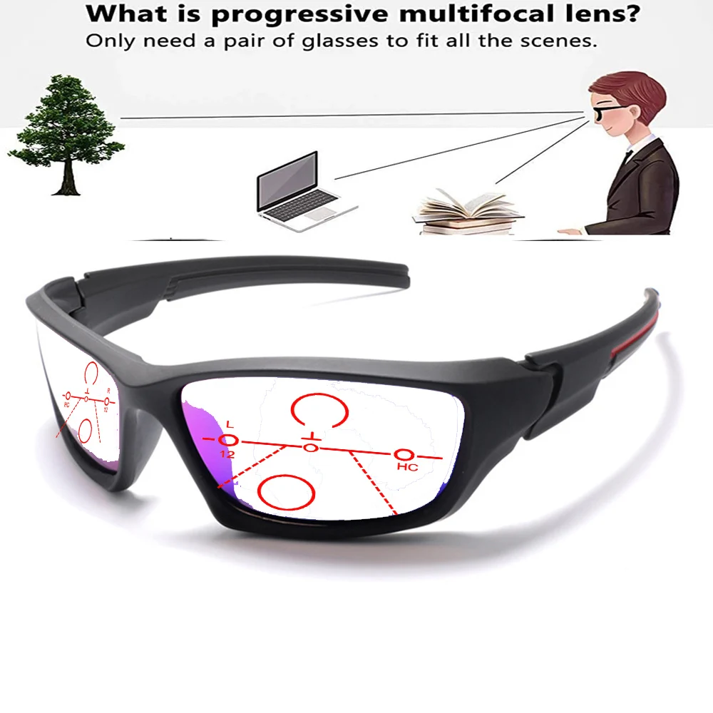 

Rectangular Outdoor Wind-proof Handcrafted Frame Progressive Multifocal Reading Glasses +0.75 To +4