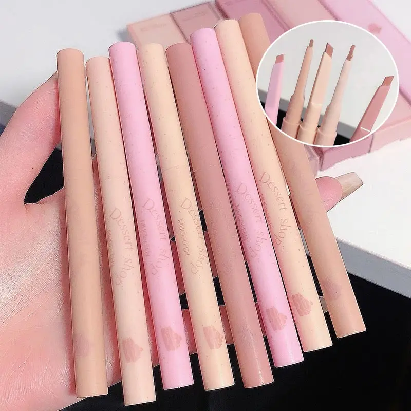 Lápis labial fosco 5 cores, à prova d'água, batom natural, nude, rosa, para contorno dos lábios, maquiagem de contorno