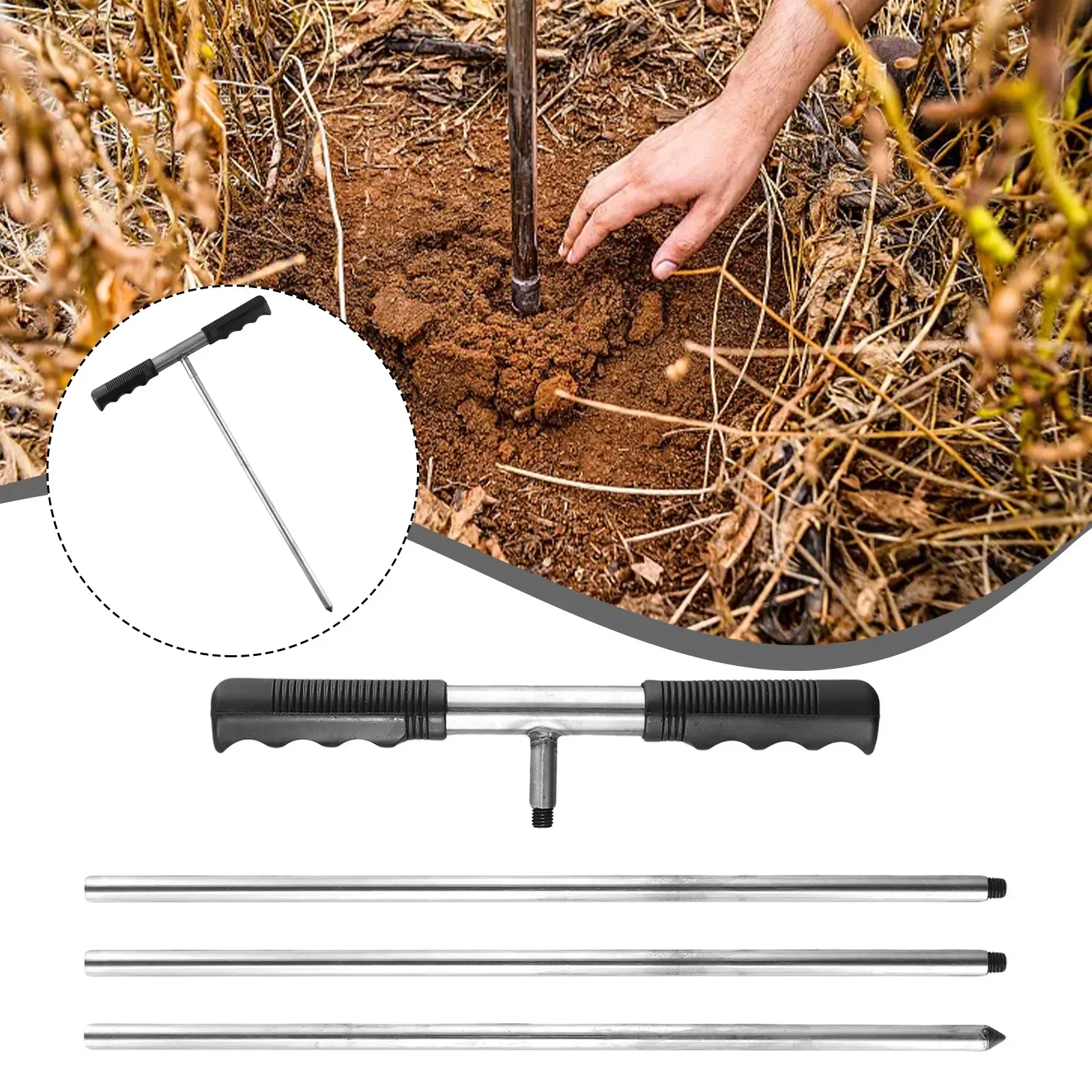 Adjustable Soil Detector Multifunctional Stainless Steel 1 Pcs 32-48 Inches Retractable 38*8*4cm 650g 2023 New