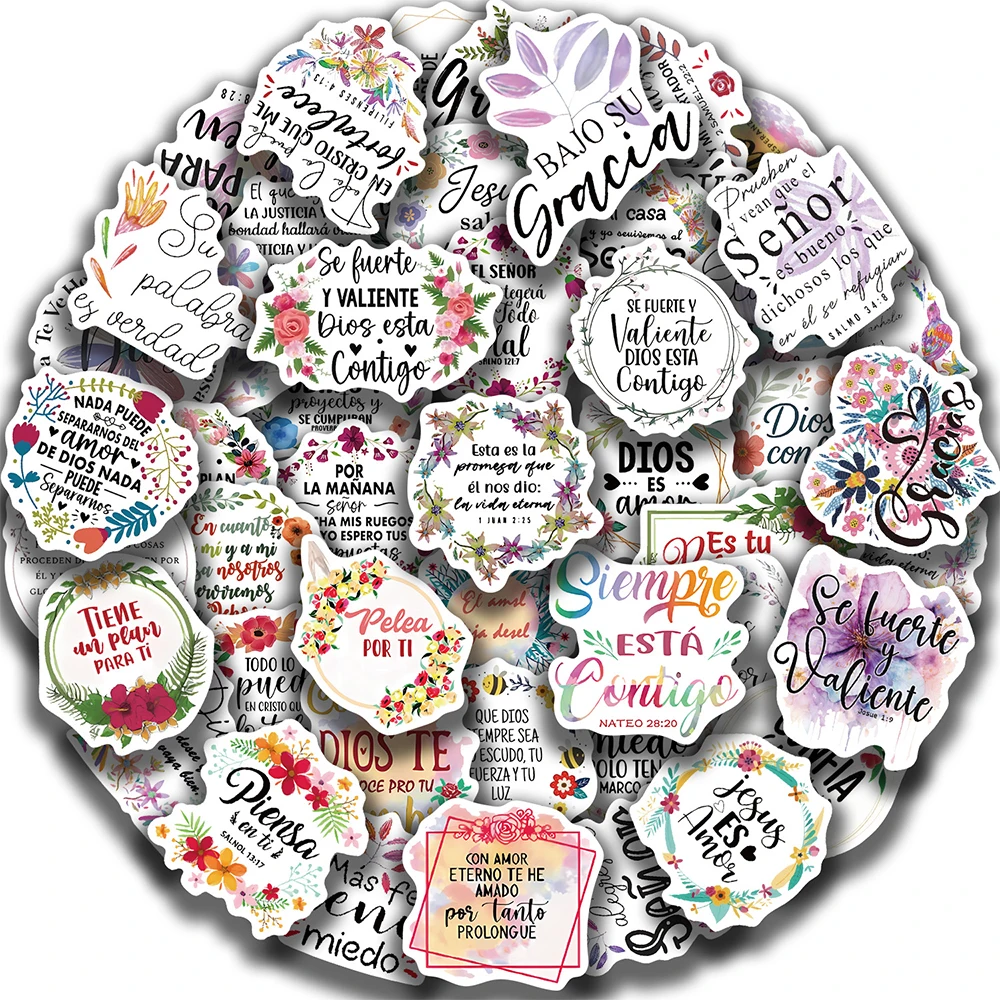 

10/30/50pcs Spanish Inspirational Phrases Cartoon Stickers Aesthetic Graffiti Sticker Scrapbook Suitcase Phone Decals Wholesale