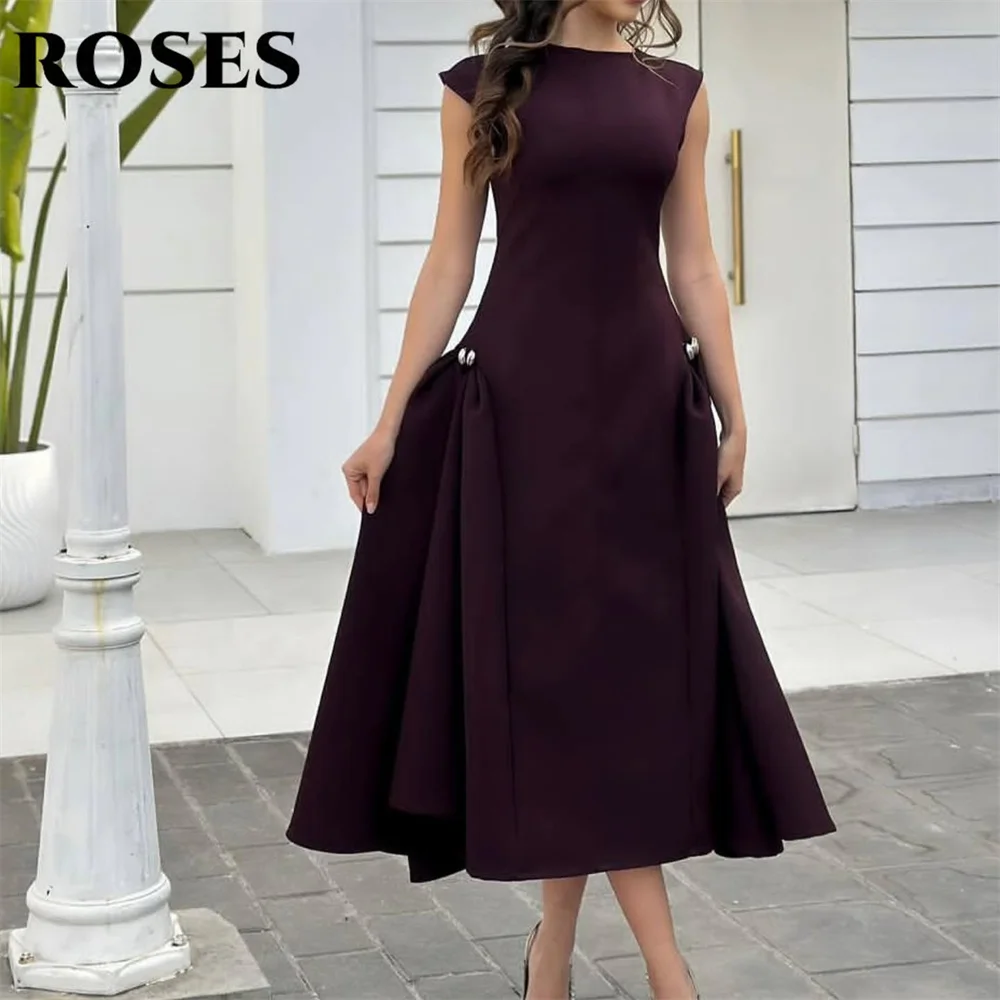 

ROSES Grape Stain A Line Formal Dress Short Evening Party Dresses Saudi Arabia Special Occasion Dress for Women Customized