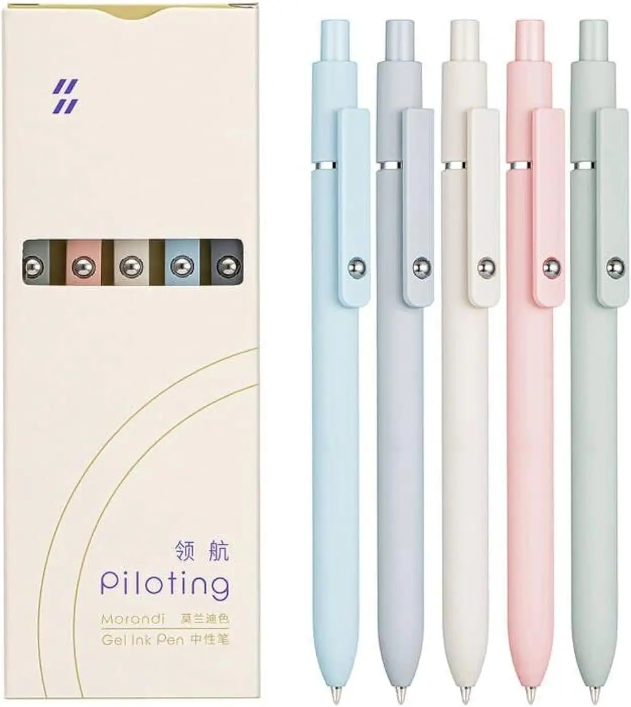 

5-Pack Morandi Color Retractable Gel Ink Pens, 0.5mm Fine Point Smooth Writing Ballpoint Pens for School, Office & Journaling