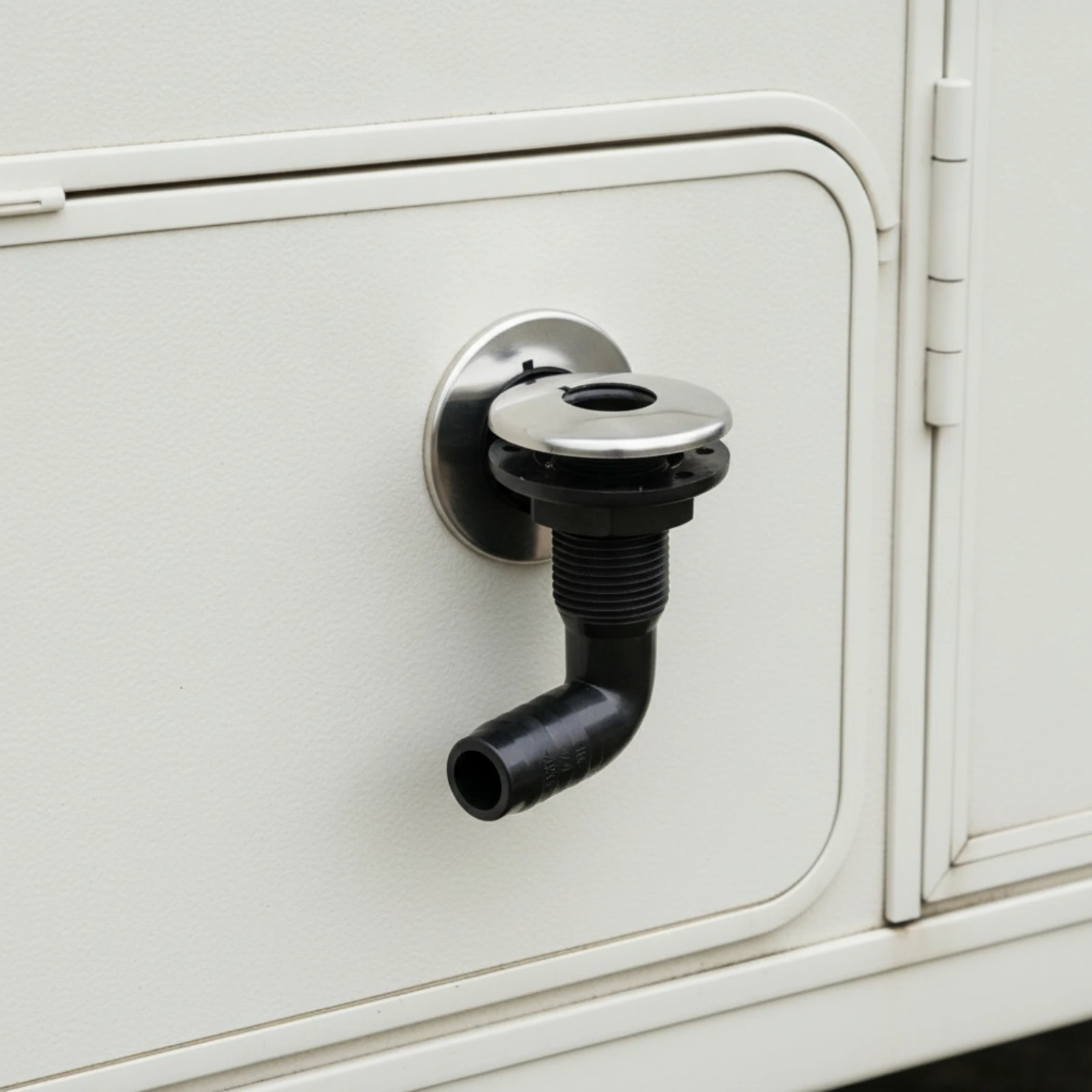 Marine Drain Outlet with Hose Barb Polished Boat Drain with Stainless Steel Cap Thru-Hull Fitting with Hose Barb Barbed