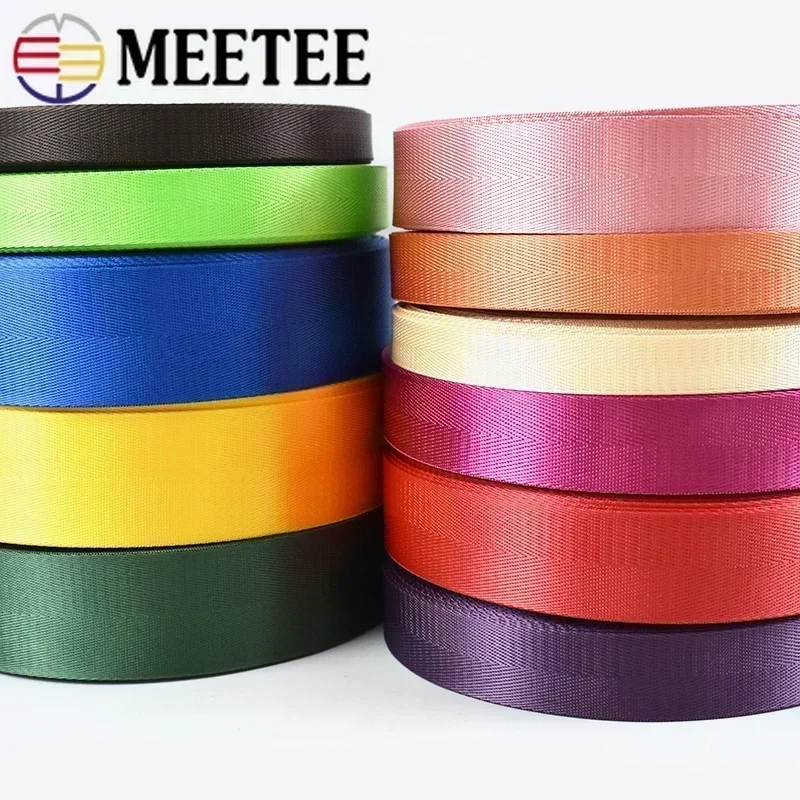 10Meters Meetee 20-50mm Nylon Webbing Band Bag Strap Lace Ribbon Tape DIY Belt Sewing Bias Luggage Binding Trims Accessories