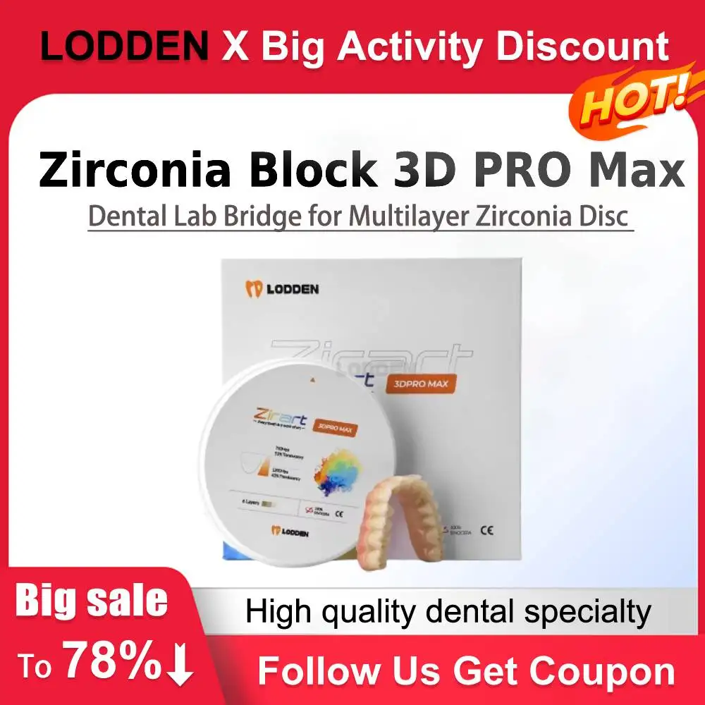 

LODDEN Zirconia Block 3D PRO MAX Dental Zirconia Disc Multilayer Dental Block for CAD CAM VITA16 98MM