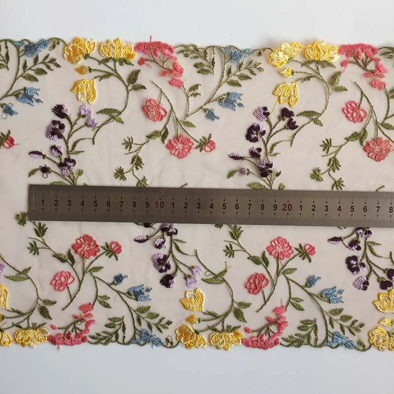 20Yards colorato uno o due lati ricamo pizzo Trim per gonna orlo vestiti materiale da cucito reggiseno fai da te abbigliamento abito in tessuto