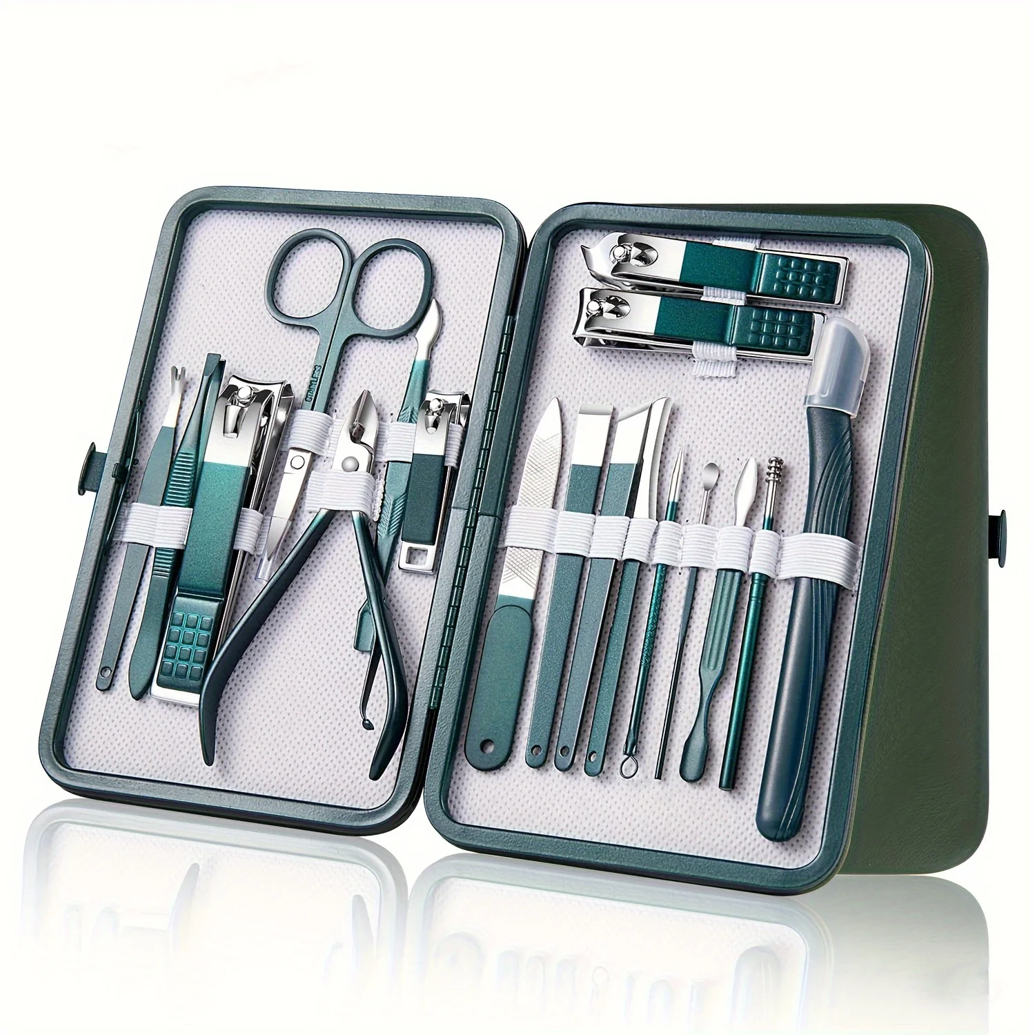 Kit de manucure et pédicure professionnel en acier inoxydable avec étui de voyage, kit de soins des ongles, toilettage en déplacement, 10 pièces, 12/18 pièces