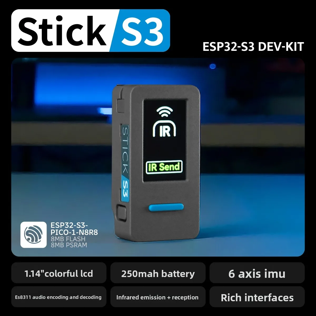 Official M5Stack StickS3 ESP32 S3 High-Performance Compact IoT Development Kit Smart Embedded Controller Module