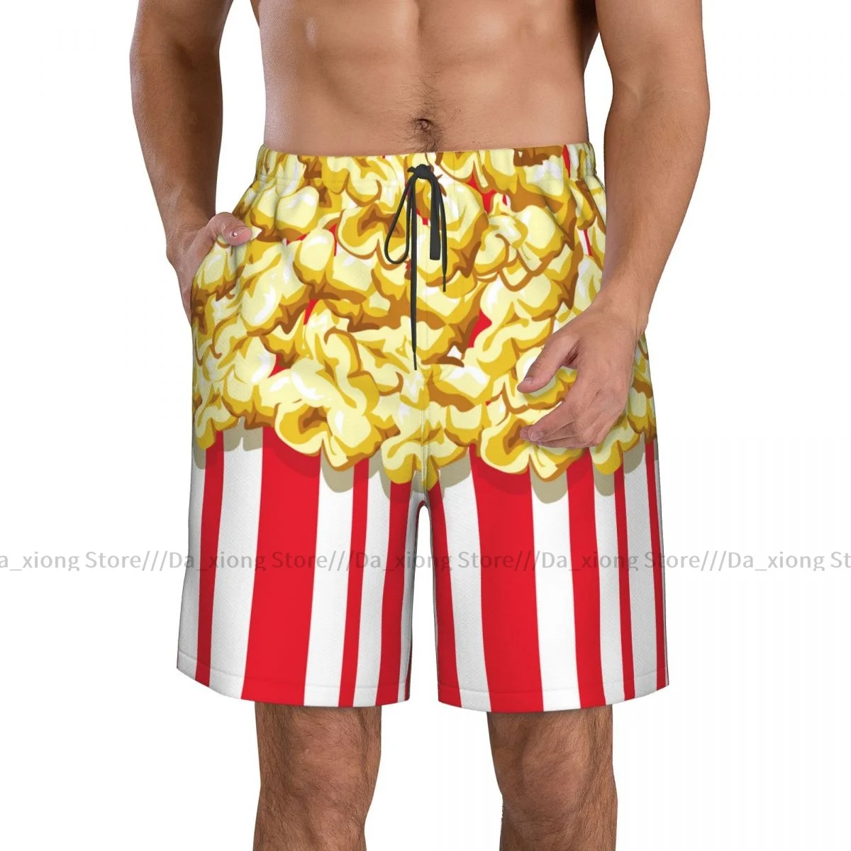 Men Beach Short Quick-drying Swimming Trunk Popcorn Swimwear Swimsuit Bathing Shorts