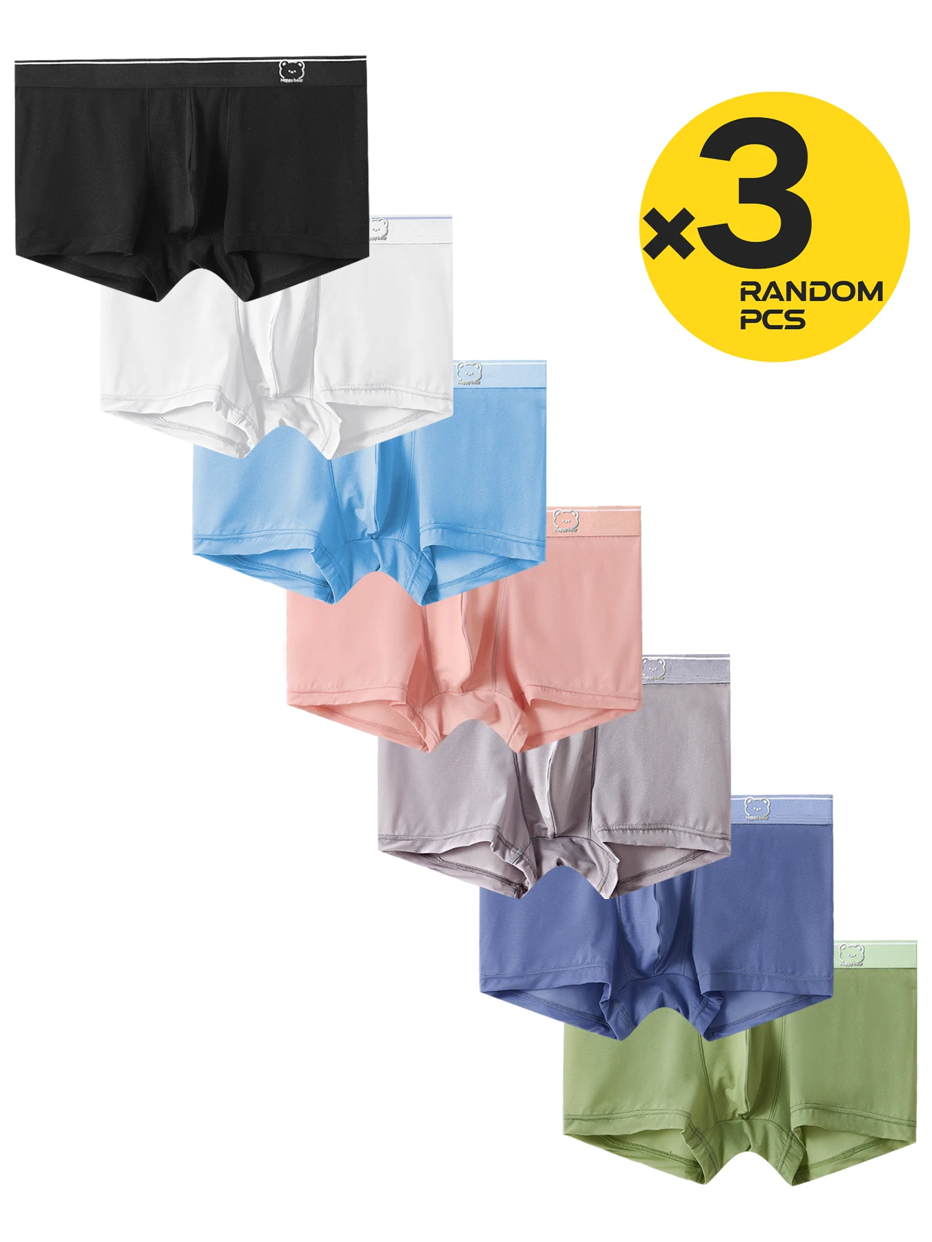 

3Pcs Boxer Shorts Men's Underwear Ice Silk Underpants Sexy Panties 3A Antibacterial Breathable Elastic Lingerie Plus Size S-XL