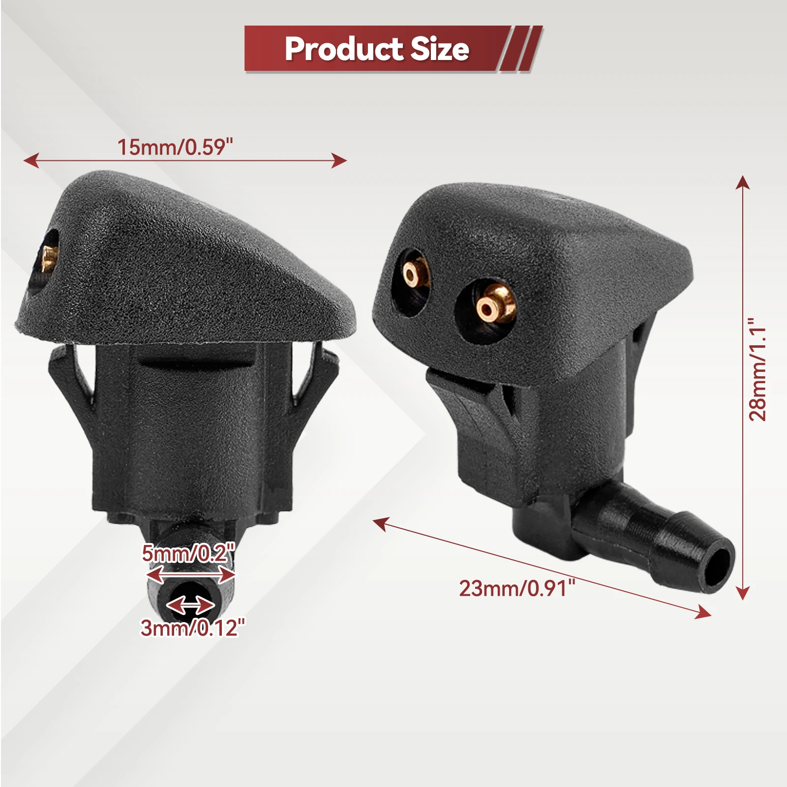 2Pcs Front Windshield Washer Jet Nozzle For Mazda 3 MK1 (03-09) 5 MK2 (06-10) 6 MK1 (02-08) 2006 2007 2008