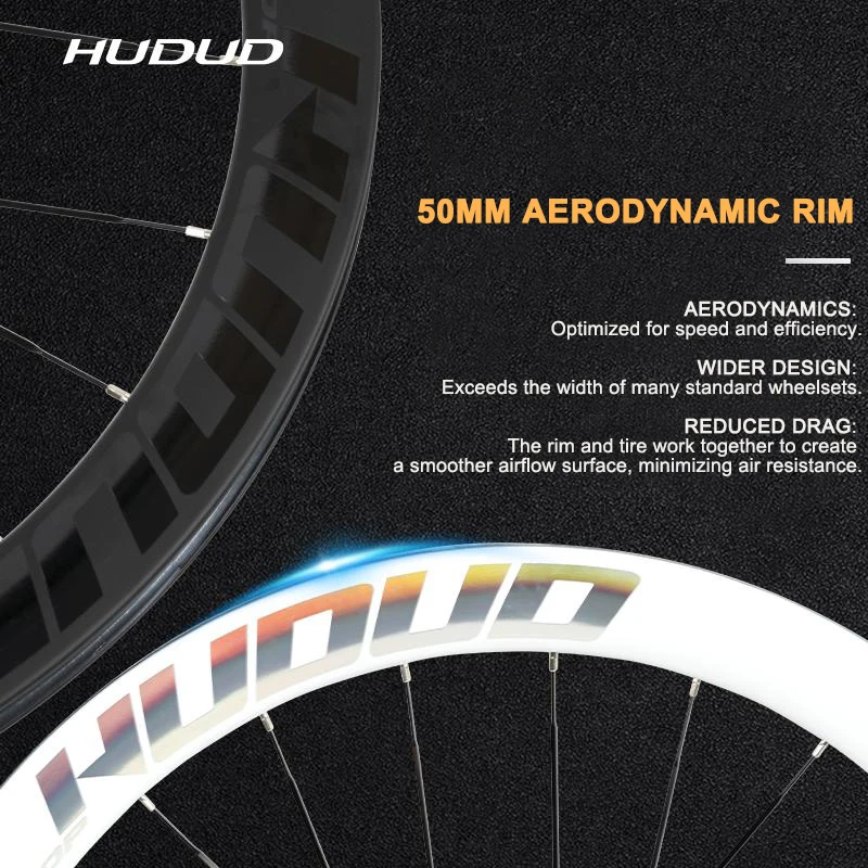 Hudud 50mm Carbon Road Wheelset | 700C Disc Brake | Thru-Axle | Conventional Rim