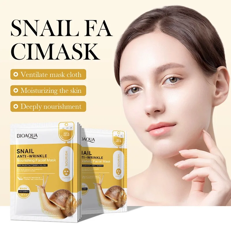 10pcs Snail Nourishing Facial Mask Moisturizing Brightening Firming Hydrating Skincare Facial Masks Face Sheet Mask Skin Care