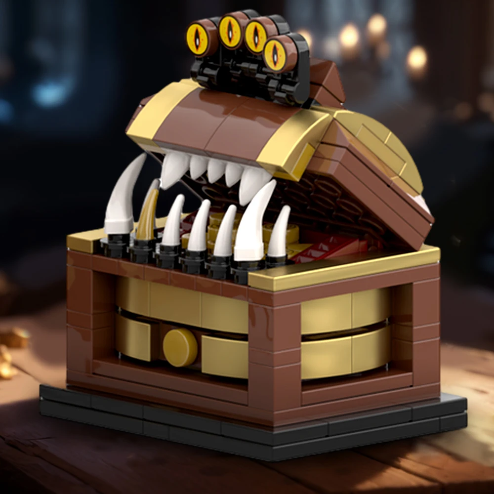 

MOC Mimic Chest Monster Model Bricks Treasure Chest Building Blocks Set Dungeons Monster Figure Box Toys For Birthday Gifts