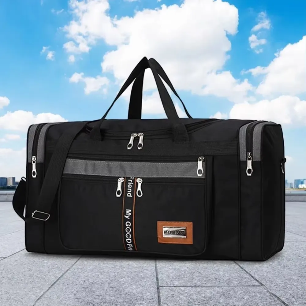 กระเป๋าถือแบบพับได้ขนาดใหญ่ สายสะพายปรับระดับได้ ผ้า Oxford กันน้ำ ทนทานต่อการสึกหรอ เหมาะสำหรับเดินทางท่องเที่ยว กระเป๋าเดินทางสำหรับวันหยุดสุดสัปดาห์