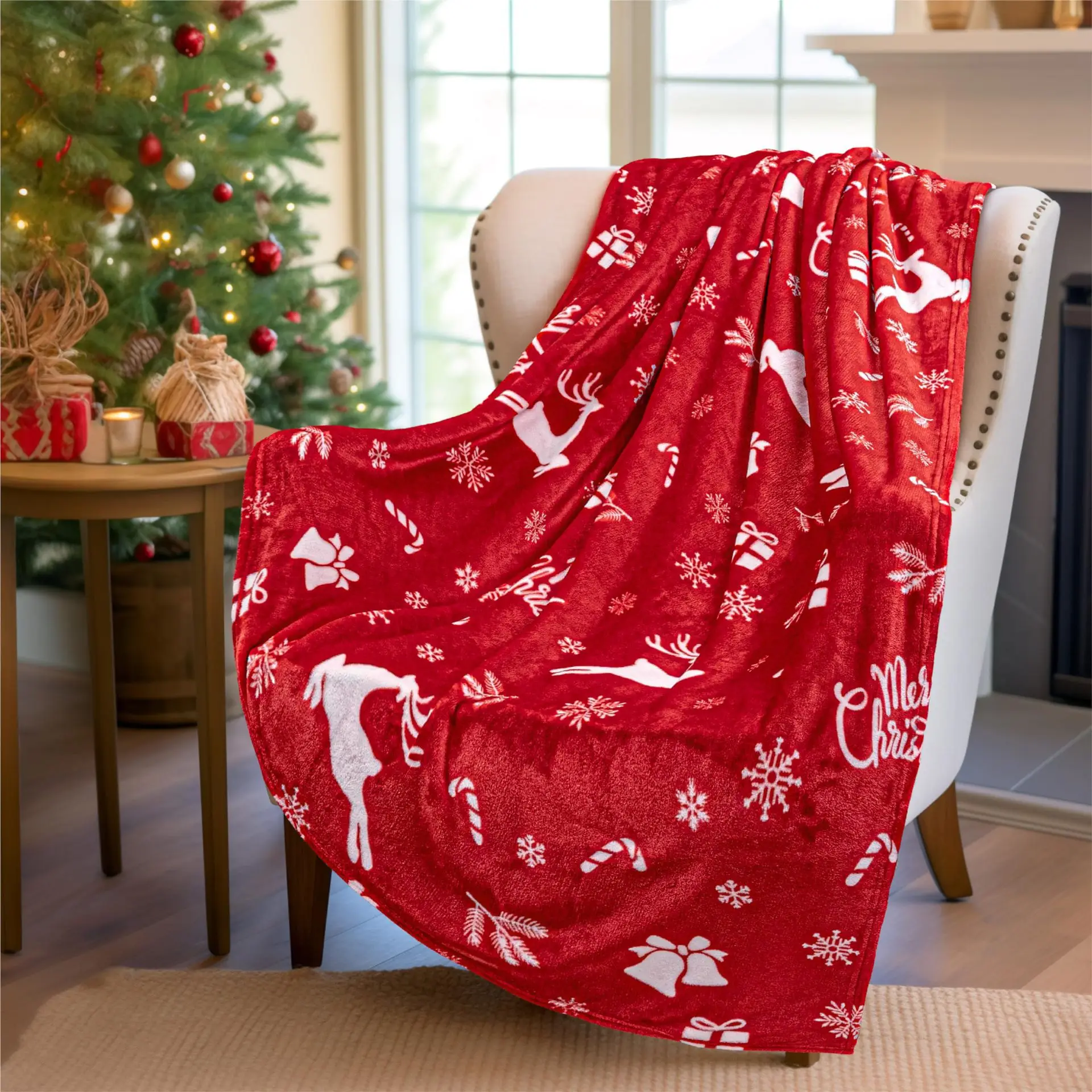 

Christmas blanket Soft flannel Warm plush holiday decoration blanket Winter comfortable sofa blanket S135