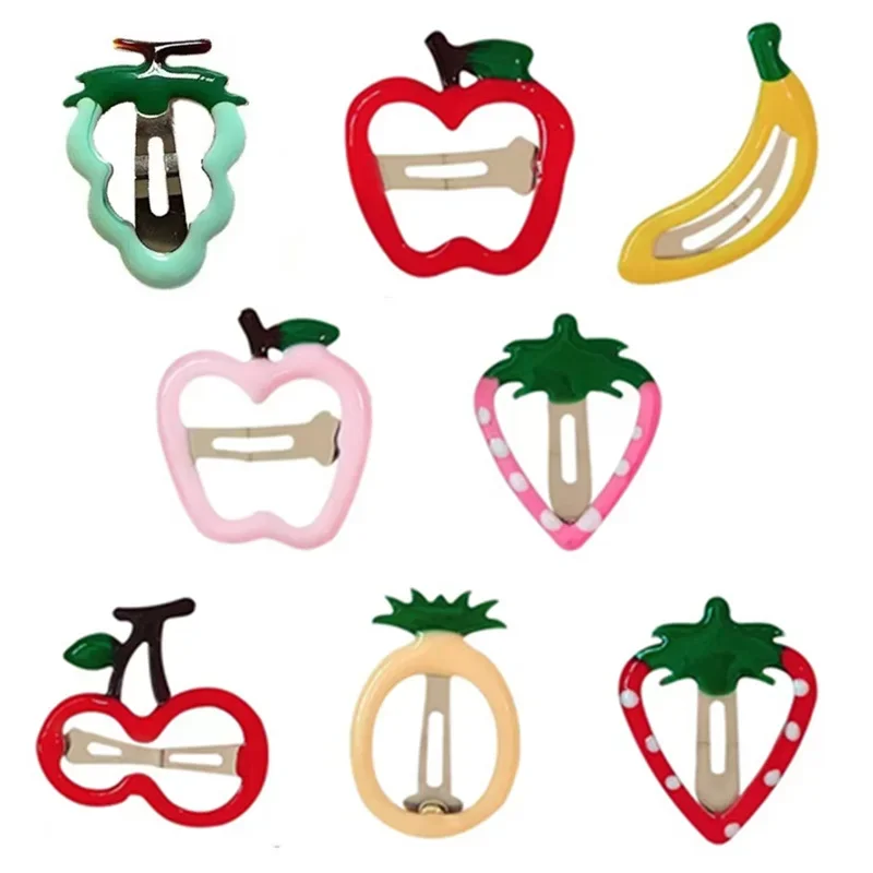 5pcs Cute Fruit Hairpins for Girl Interesting Apple Banana Strawberry Decorative Hair Clips Children Headwear