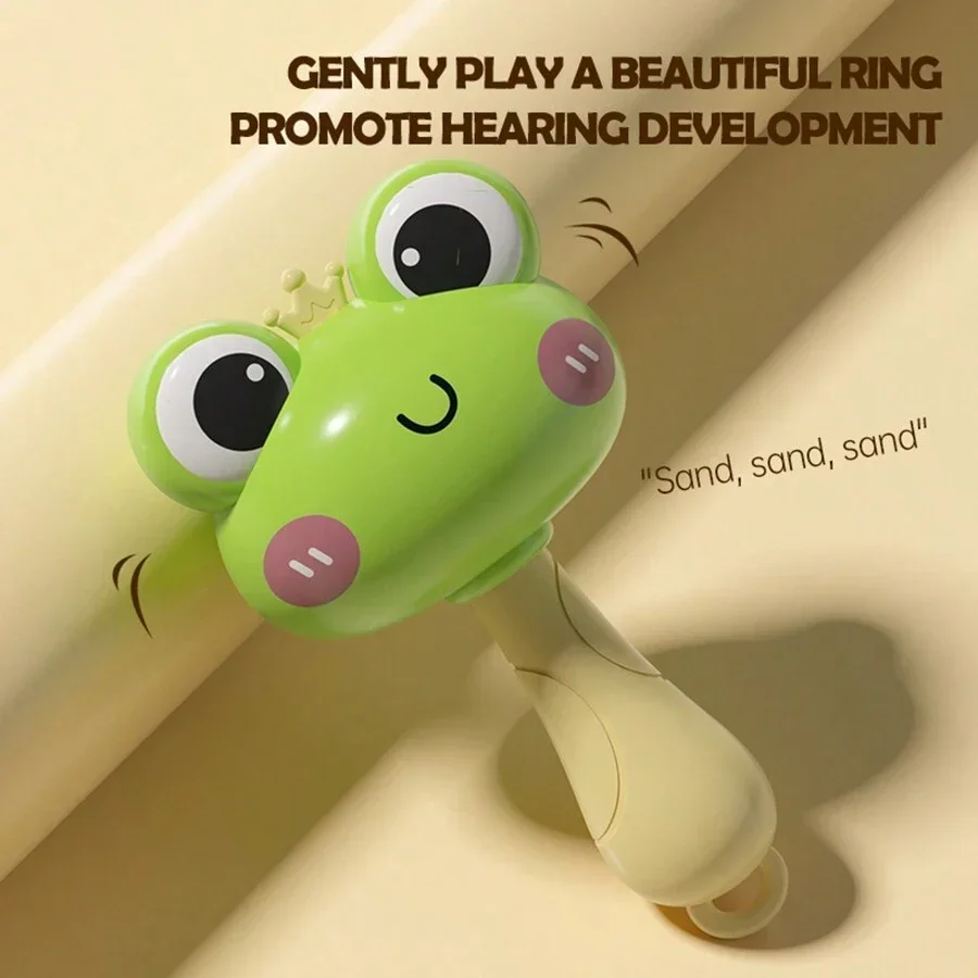 ของเล่นเด็กกบทรายขนาดเล็กค้อนมือ Rattles Early Education Sand Hammer Grip Practice Head Up ทารกแรกเกิดของเล่นเด็ก Rattle
