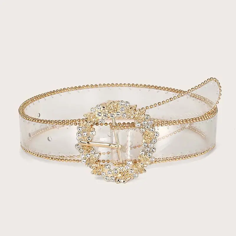 

Женский пояс в стиле вестерн со стразами, кожаный элитный пояс с круглой пряжкой и классическим пальто, поясная цепочка для похудения