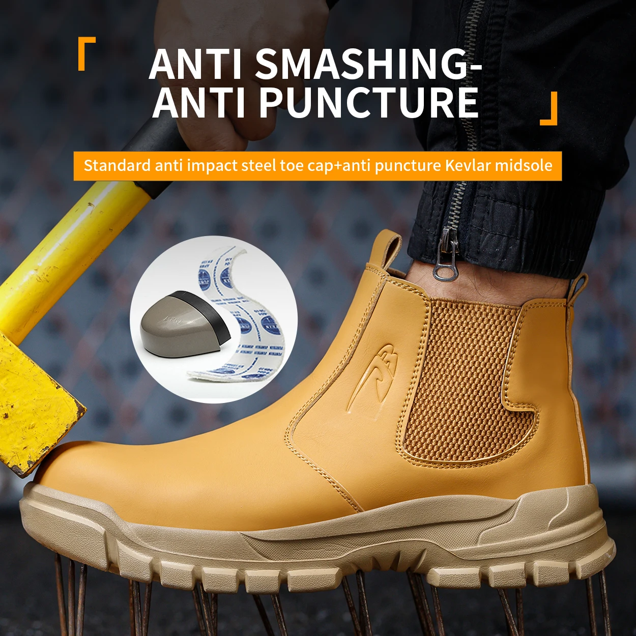Men's Leather Waterproof, Anti Slip, Safe Steel Toe Work Shoes, Indestructible Men's Shoes, Comfortable Industrial Shoes