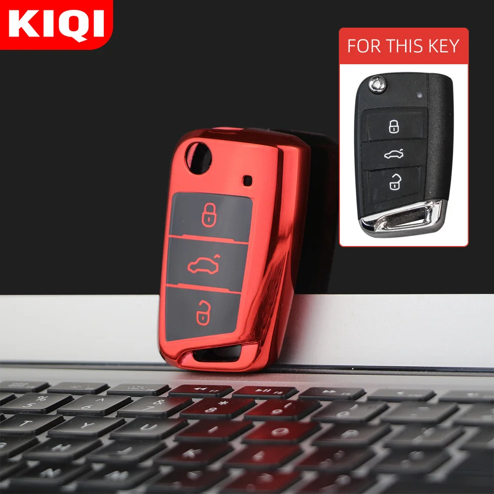 TPU Car Key Case For Volkswagen VW Polo Golf 7 MK7 for Tiguan for passat for Skoda Octavia For Kodiaq Karoq For Seat Ateca Leon