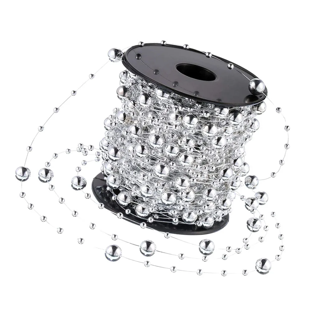 1 لفة فو حبات اللؤلؤ سلسلة جارلاند شجرة عيد الميلاد ديكور Crafts بها بنفسك الحرف الخرز ستراند خيط صنارة الصيد تقليم لوازم الخياطة اليدوية #4