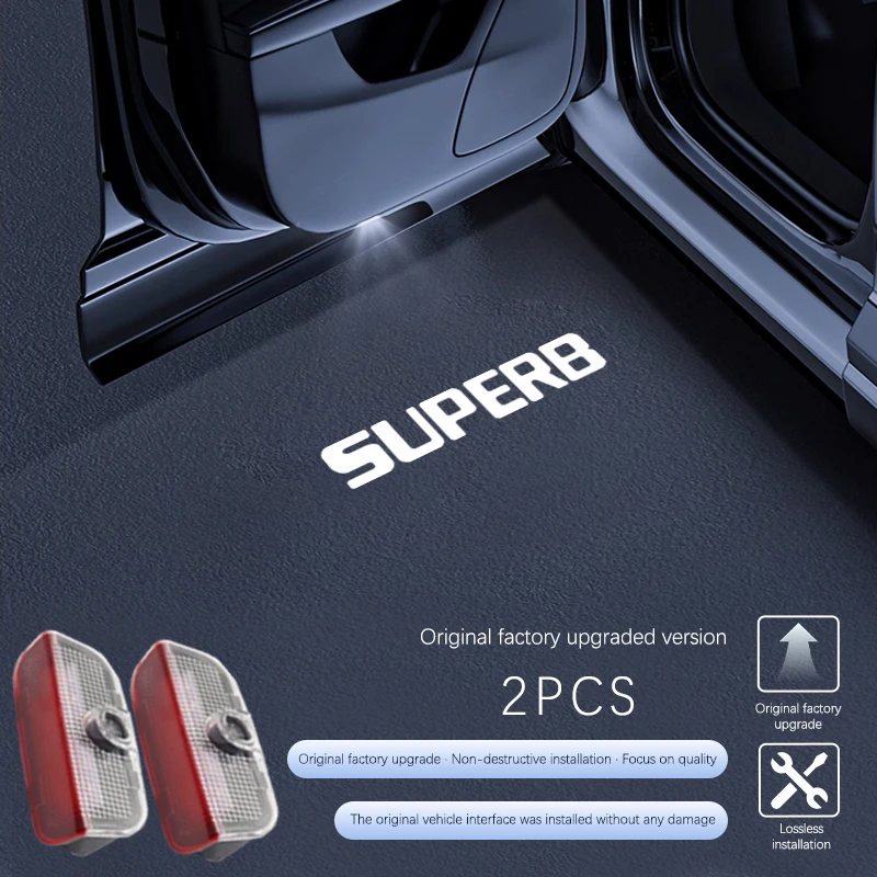 Led Car Door Logo Light HD Laser Welcome Courtesy Lamps For Skoda Superb MK2 2 MK3 3 3U 3V 3T B5 B6 B7 B8 2009-2020 Accessories