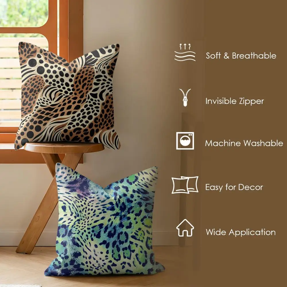 Multicolor Leopard Skin Cushion Cover Soft Short Plush Pillow Cover Smooth Cozy Texture Aesthetic Cushion Case Home Decor