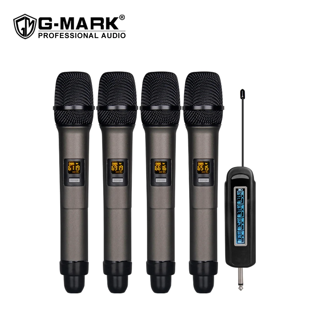 G-MARK X440 microfono Wireless professionale per ricezione a lunga distanza di alta qualità da 100M con quattro microfoni con ricevitore