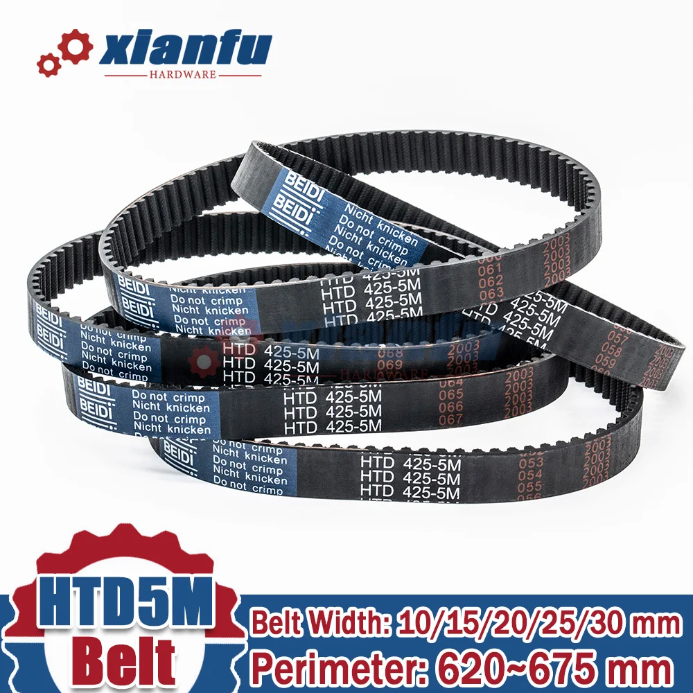 HTD5M Timing Belt Perimeter=620 625 630 635 640 645 650 655mm Rubber Width 10/15/20/25/30mm Pitch 5mm HTD 5M 660 665 670 675mm