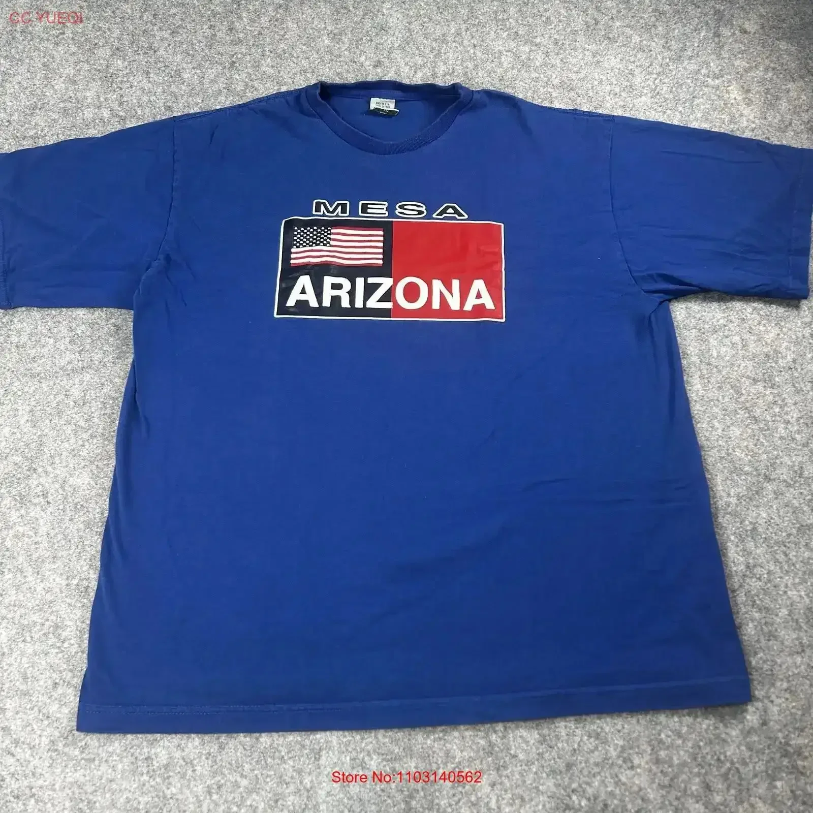 Vintage Mesa Arizona T Shirt Mens 2XL Blue Flag Souvenir Made USA 90s Washed fashion Versatile Stretched Soft vintage Washed