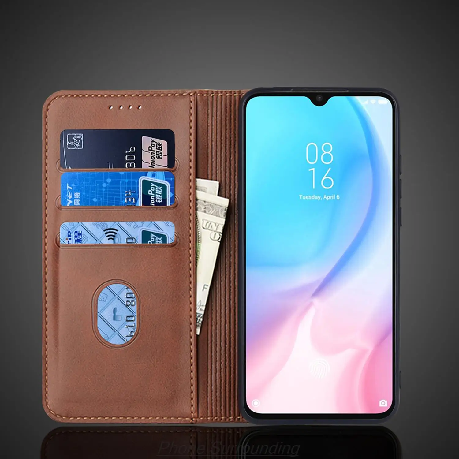 Magnetic Attraction Cover Leather Case for Xiaomi Mi 9 lite Flip Case Card Holder Holster Wallet Case Fundas Coque