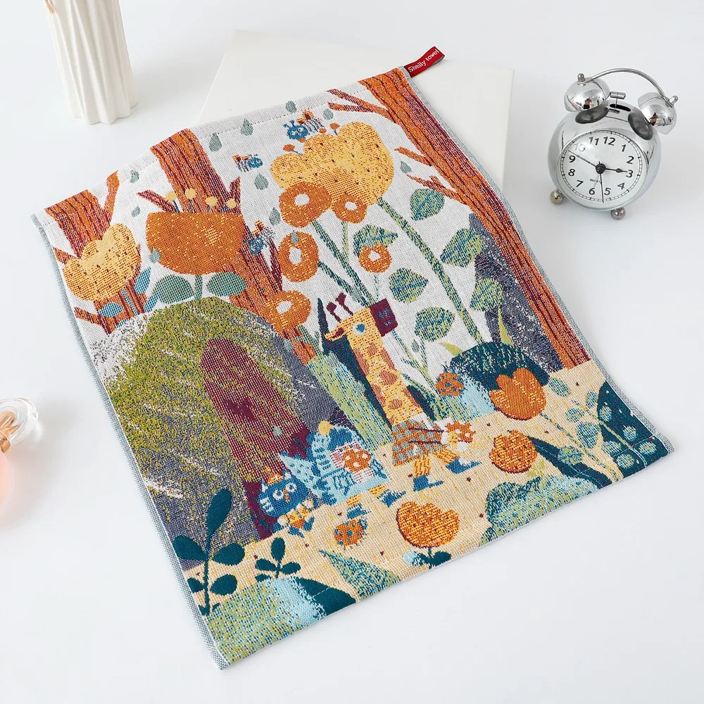 New 34x40cm Large Hand Towel 4 Layer Cotton Gauze Quick Dry Pure Cotton Dish Cloth Cartoon Decorative Tea Towel Home Restaurant
