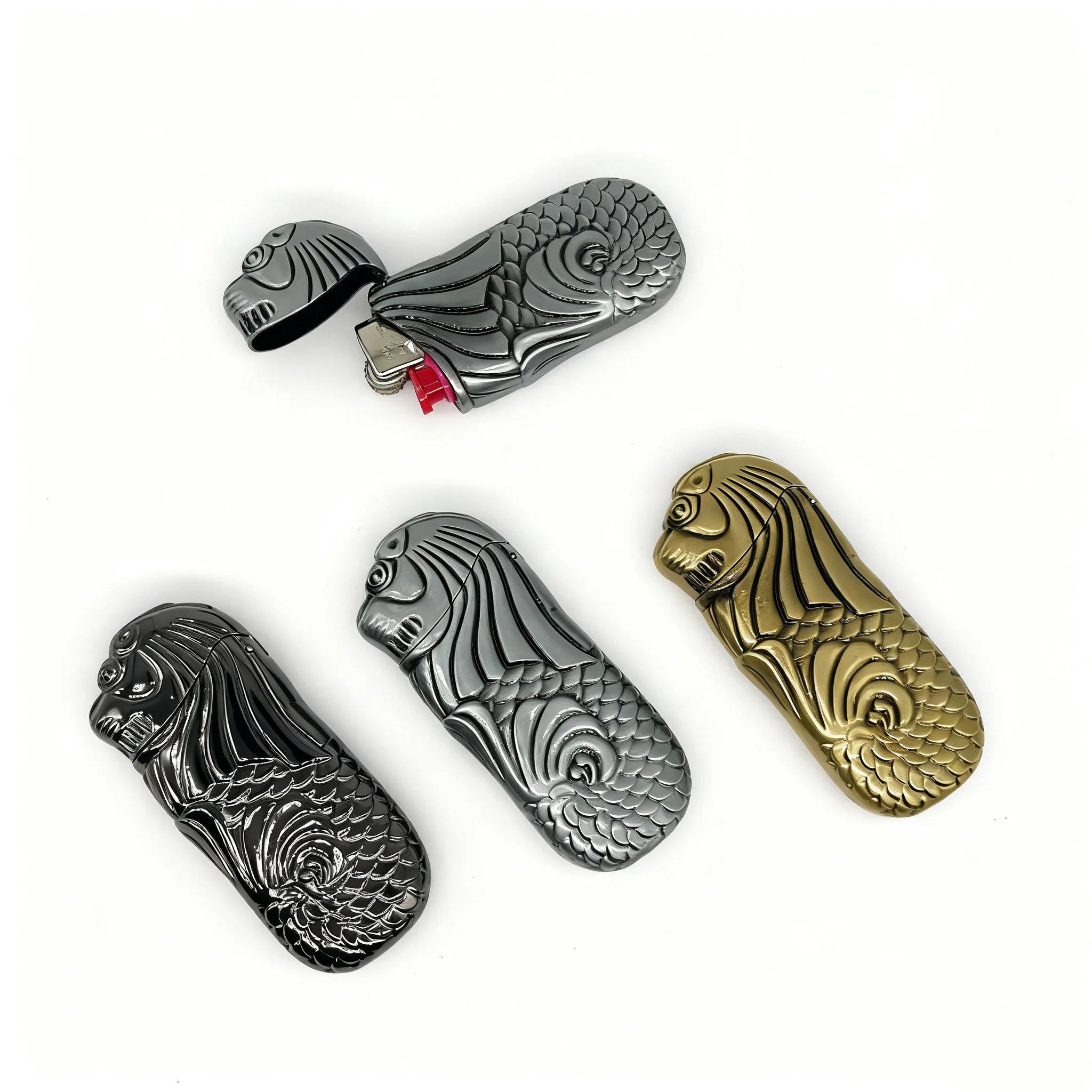 

Редкий чехол для зажигалки в форме лева для мини-зажигалки Bic J5, винтажный держатель для зажигалки, креативный откидной чехол, защитный чехол без зажигалки