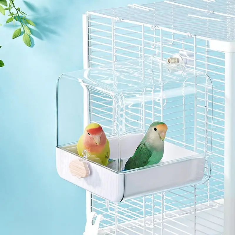 

Parakeet Bath Parrot Shower Bird Bathtub Bird Cage Accessories With Hooks And Bottom Drawer Indoor Bath For Small Bird