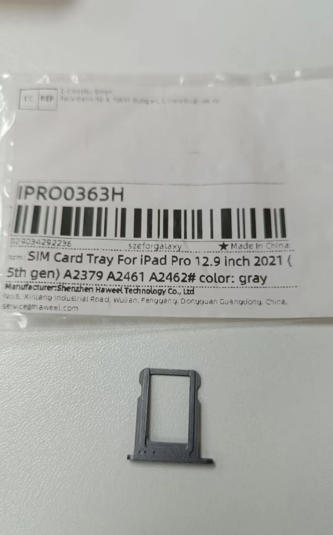 SIM Card Tray For iPad Pro 12.9 inch 2021 (5th Gen) A2379 A2461