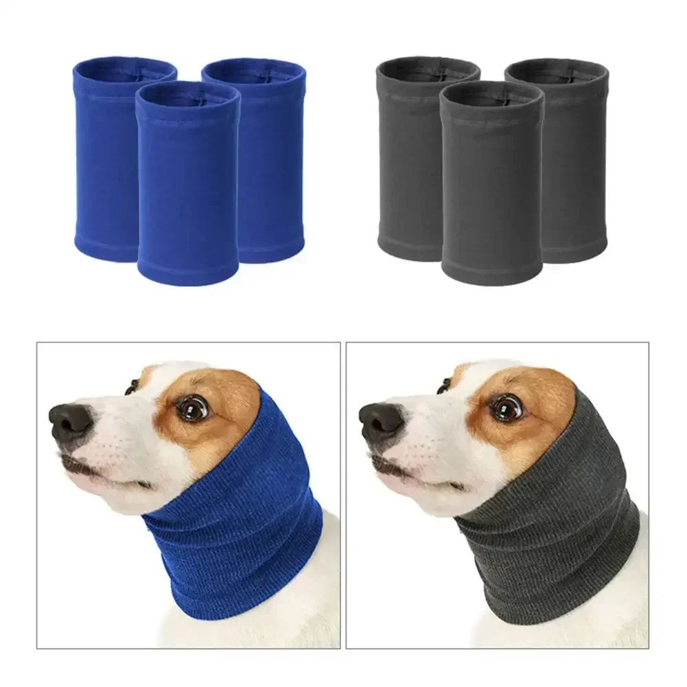 Dog Grooming Earmuff Warm Headband Ear Cover Neck Hat Noise Cancel Soundproof Anxiety Pet Bath Quiet Dry HeadSleeve Dog Supplies